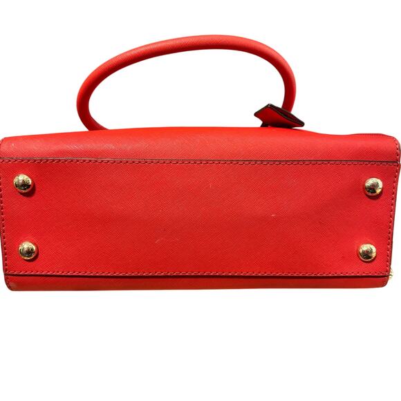 Michael Kors Hamilton Satchel Red Leather Gold Chain Handbag 12x9x5.5" - Picture 3 of 6